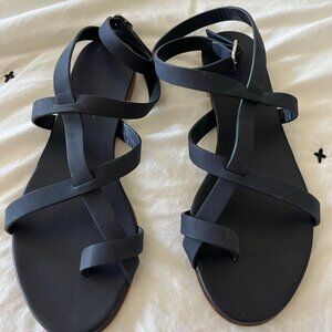 Jenni Kayne Oiled Leather Strappy Sandals Navy 7